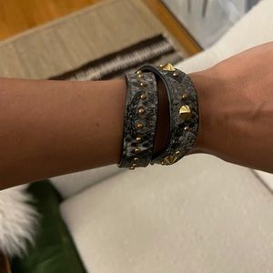 MCM Leather and Stud bracelet set